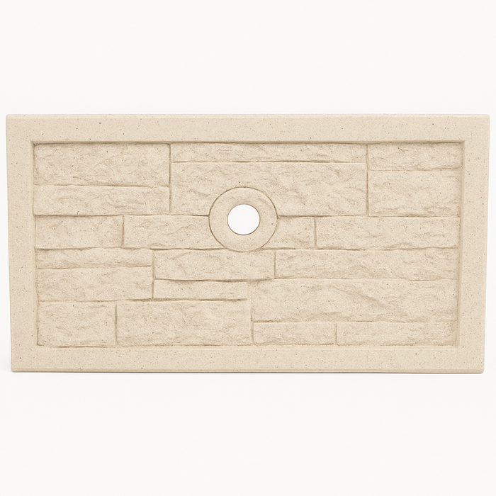 Frontalino pilozza serie muraglietto foro bianco effetto pietra 45 x h.24 cm