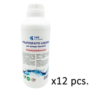 Ricarica di polifosfato liquido per pompe dosatrici flacone da 1 kg ca di polifosfato Anticalcare e Anticorrosivo specifico per pompe dosatrici Confezione da 12 ricariche MKPFL1L