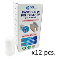 Confezione da 12 scatole di 10 Ricariche Polifosfati Caldaia ciascuno Ricariche Food Grade a Lunga Durata Anticalcare e Anticorrosivo per dosatori proporzionali