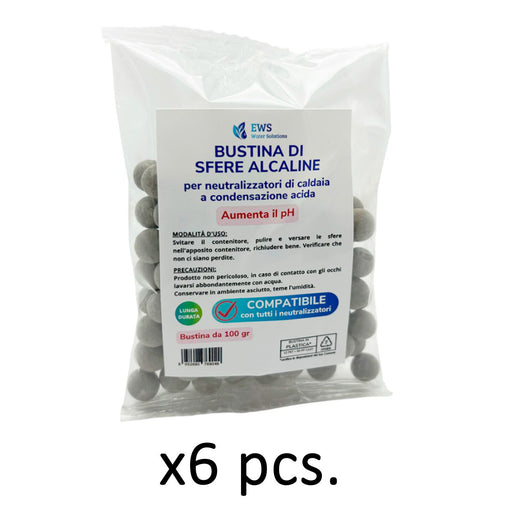 Ricarica di sfere alcaline 100g Confezione da 6 buste MKRNC35 da 100gr ciascuna Aumenta pH acqua proteggi le tubazioni e lambiente