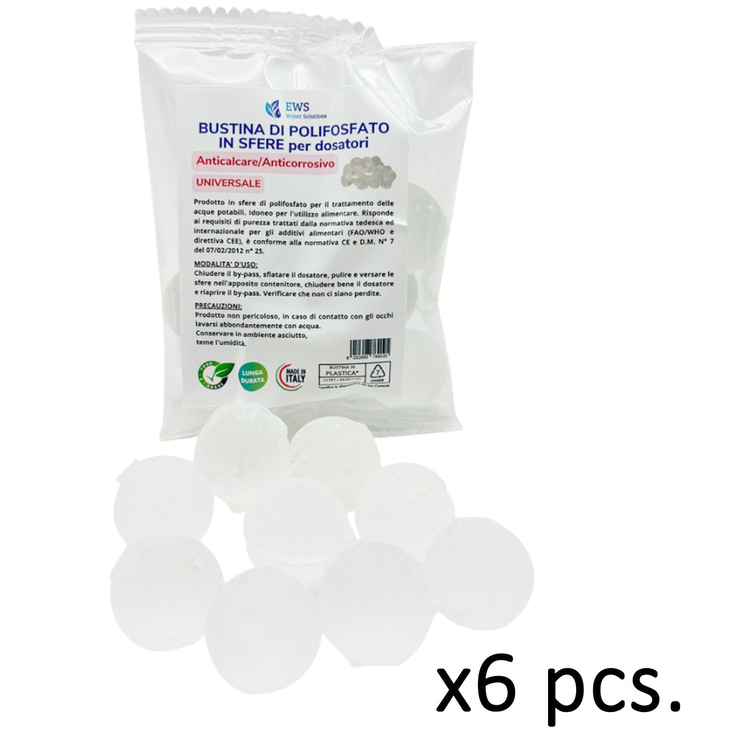 Ricariche di polifosfati in bustine monodose per Caldaia 6 bustine da 80g di polifosfato Anticalcare e Anticorrosivo per dosatori proporzionali Confezione IMMAK da 6 pcs da 80 gr ciascuna