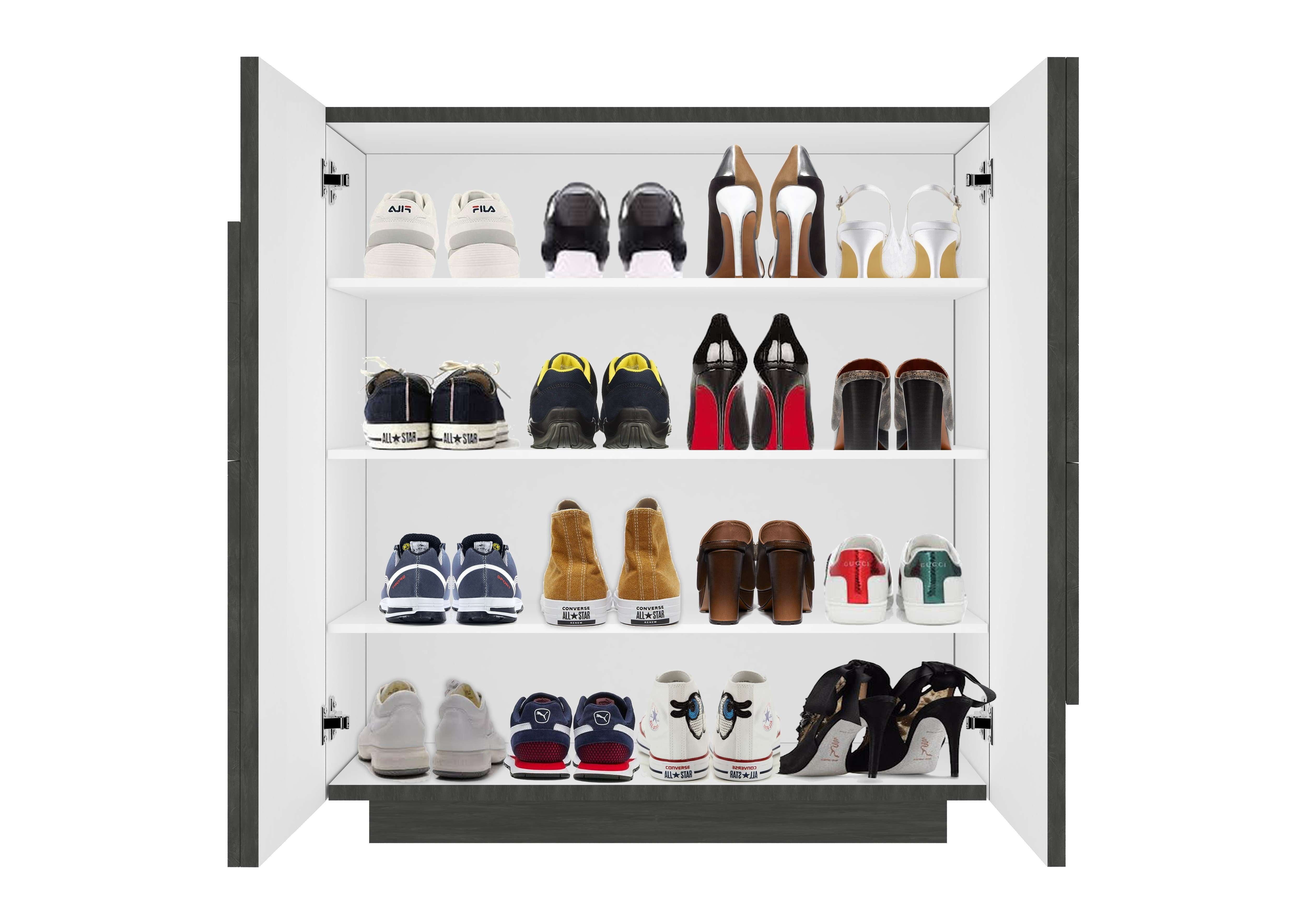 Scarpiera 2 ante L 81.2 x H 86 x P 39.2 cm 16 paia, antracite