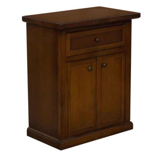 Mobiletto porta telefono con 2 ante e 1 cassetto e un vano giorno in legno colore noce lucido 60x32x76 H