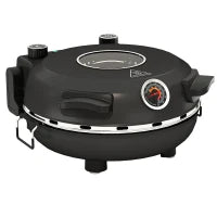 Forno per Pizza Elettrico 1200W con Finestra Trasparente, Timer e Regolazione della Temperatura, Nero