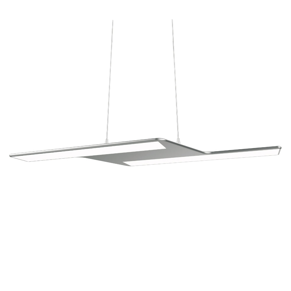 Sospensione Moderna Zeta Piastra Sottile Cromo Led Dimmer Integrato 28W