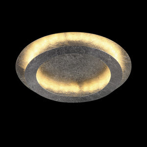 Plafoniera Rodium Con Kit Sospensione Foglia Argento Led Indiretto