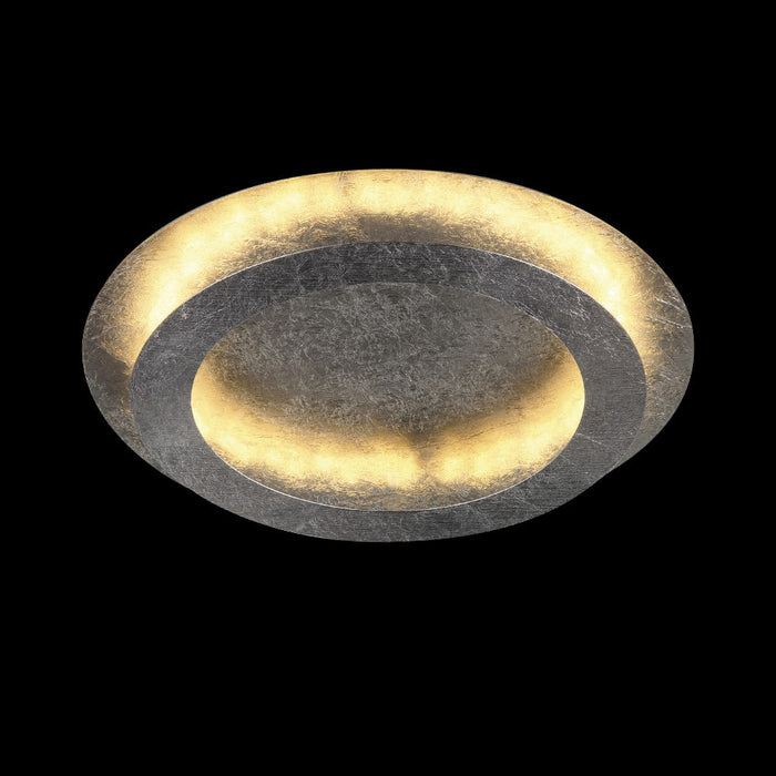 Plafoniera Rodium Con Kit Sospensione Foglia Argento Led Indiretto