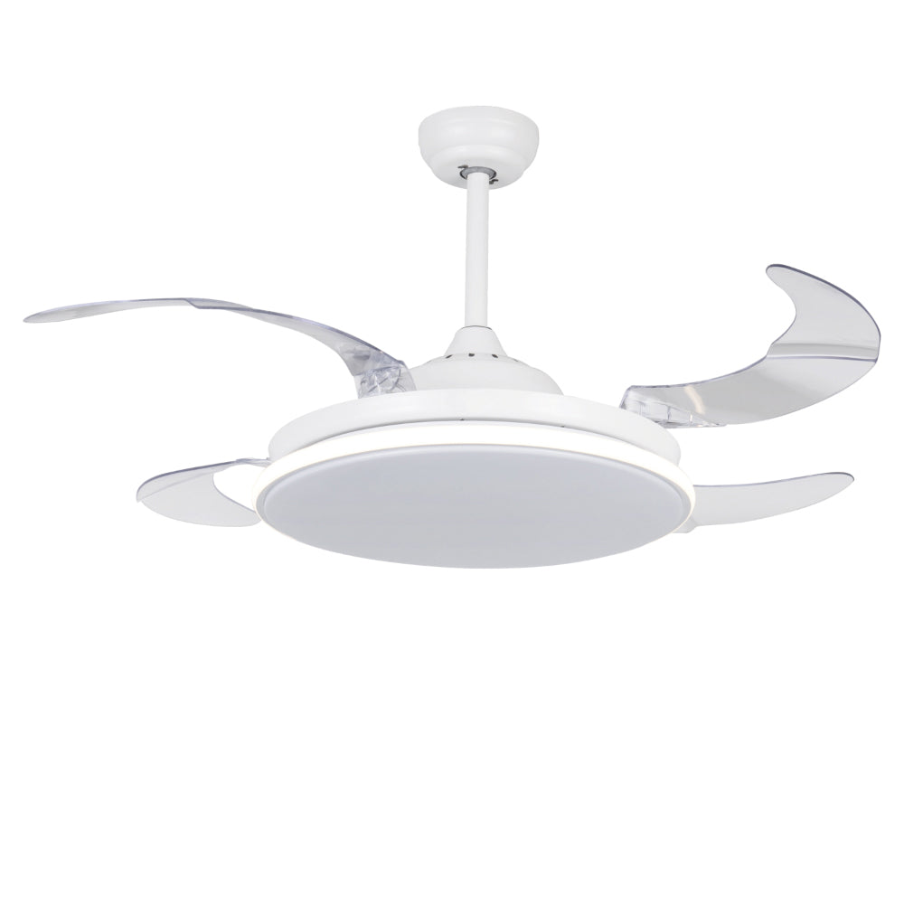 Ventilatore Zephyr In Acciaio Bianco Led 30+48 W Telecomando 3 Velocità