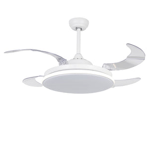 Ventilatore Zephyr In Acciaio Bianco Led 30+48 W Telecomando 3 Velocità