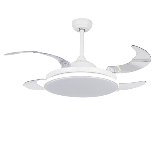 Ventilatore Zephyr In Acciaio Bianco Led 30+48 W Telecomando 3 Velocità