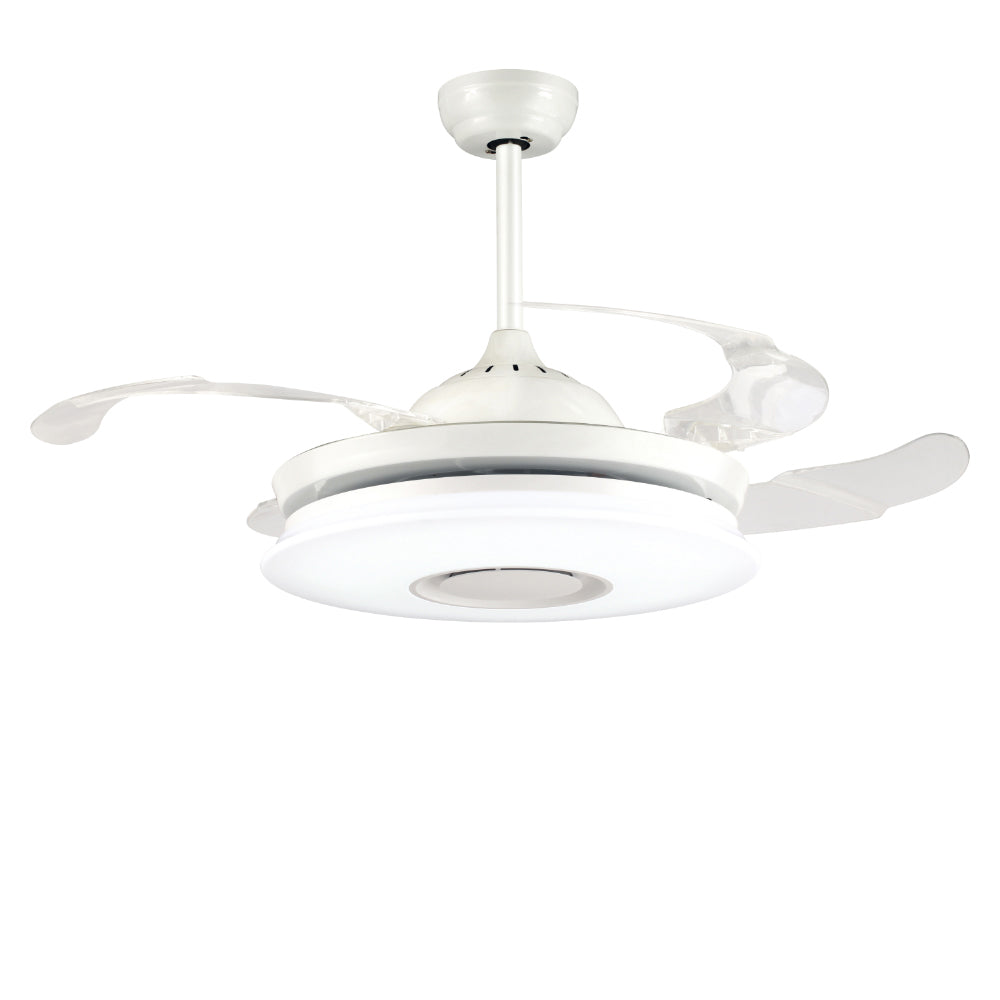 Ventilatore Maestro Acciaio Bianco Led 32W Telecomando 3 Velocità