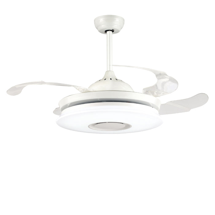 Ventilatore Maestro Acciaio Bianco Led 32W Telecomando 3 Velocità