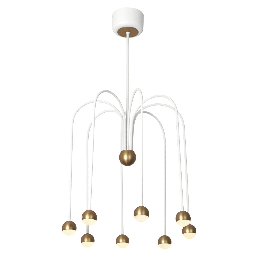 Lampadario Manet Fontana Sfere Led 24W In Alliminio Bianco E Rame