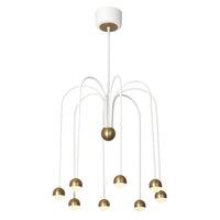 Lampadario Manet Fontana Sfere Led 24W In Alliminio Bianco E Rame