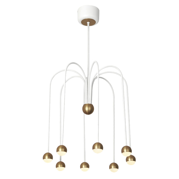 Lampadario Manet Fontana Sfere Led 24W In Alliminio Bianco E Rame