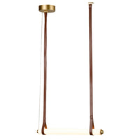 Sospensione Moderna Teneria Cilindro Led 40W E Cinghia Semilpelle Marrone