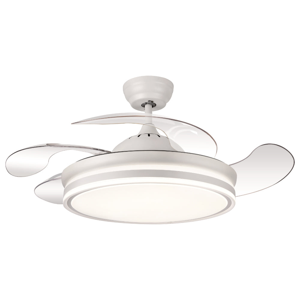 Ventilatore Calima Acciaio Bianco Led 72W Telecomando 6 Velocità