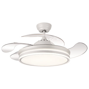 Ventilatore Calima Acciaio Bianco Led 72W Telecomando 6 Velocità