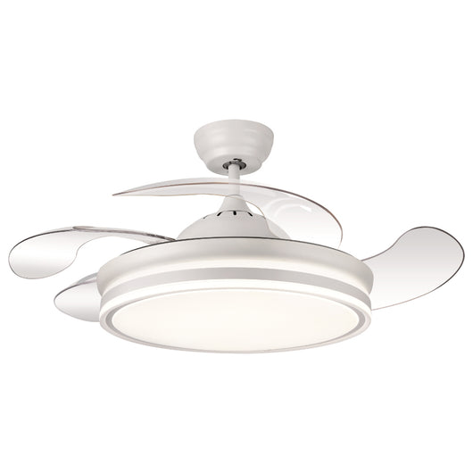 Ventilatore Calima Acciaio Bianco Led 72W Telecomando 6 Velocità