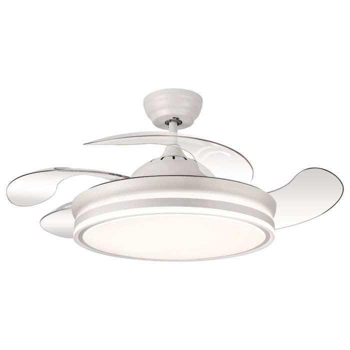 Ventilatore Calima Acciaio Bianco Led 72W Telecomando 6 Velocità