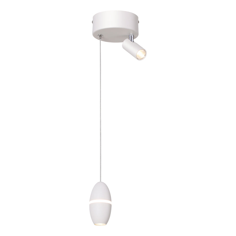 Sospensione Singola Signum Con Spot In Alluminio Bianco Led Integrato 12W