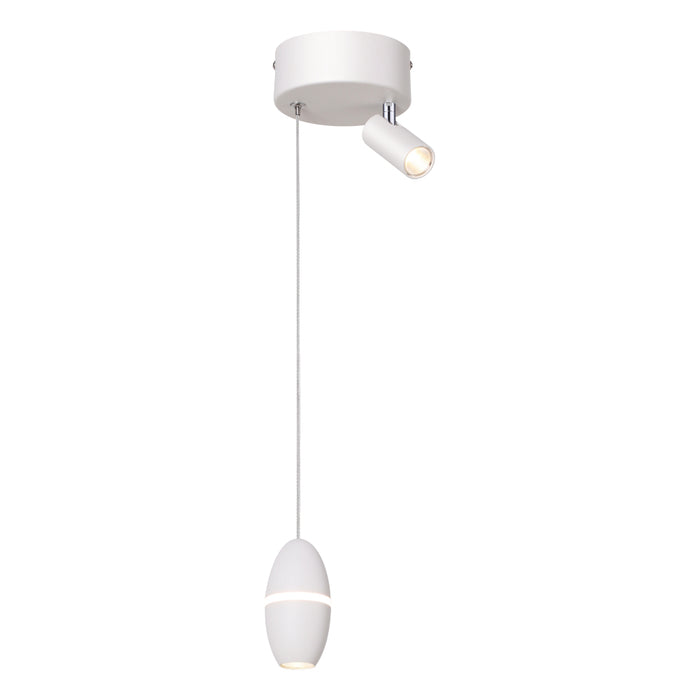Sospensione Singola Signum Con Spot In Alluminio Bianco Led Integrato 12W
