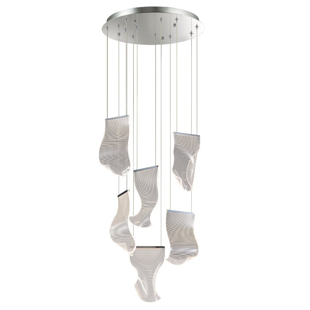 Sospensione Moderna Veglia In Alluminio Argento Led Integrato 36W