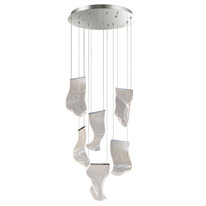 Sospensione Moderna Veglia In Alluminio Argento Led Integrato 36W