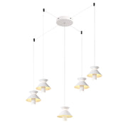 Sospensione Moderna Pinnacle 5 Luci Led Integrato 45 W Con Decentratori Bianco