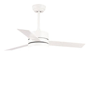 Ventilatore Moderno Bora Acciaio Bianco Legno Led 18W Telecomando Estate-Inverno
