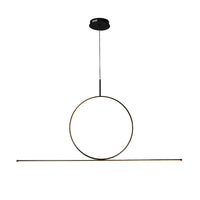 Sospensione Moderna Tangenziale Linea E Anello Led Integrato 34 W Alliminio Nero