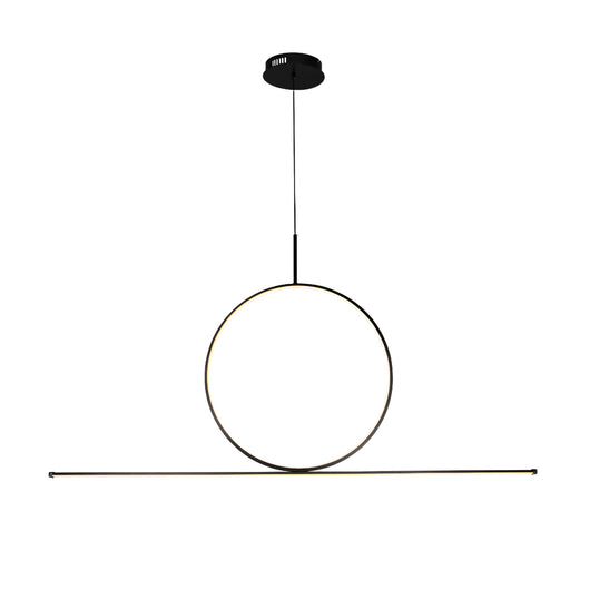 Sospensione Moderna Tangenziale Linea E Anello Led Integrato 34 W Alliminio Nero