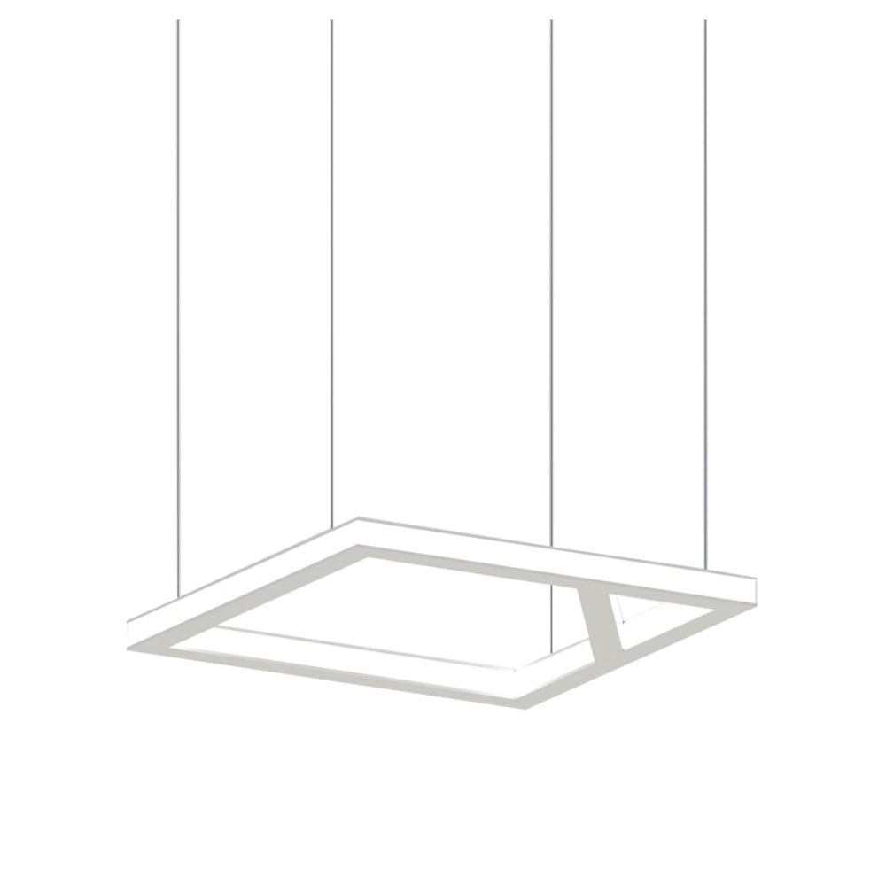 Sospensione Moderna Quadrata Piazza Led Integrato 54 Watt In Alluminio Bianco