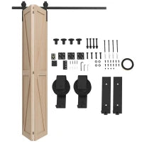 Kit di Binari per Porte da Fienile Scorrevoli Pieghevoli in Acciaio per 2 Porte 152,5 cm