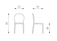 E-STYLO Sedia in polipropilene arancione impilabile, 48cm X 56cm H. 80cm.