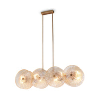 Lampadario Contemporaneo Aster Lineare Metallo Oro 8 Luci Diffusore Vetro