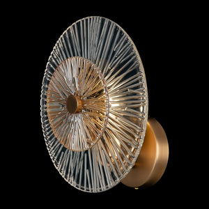 Applique Contemporanea Aster 1 Luce Diffusore Vetro Rosone Oro Metallo