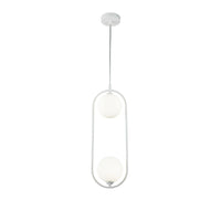 Sospensione Contemporanea Ring Metallo Bianco 2 Luci E Diffusori Bianchi