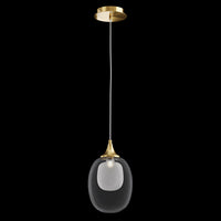 Sospensione Contemporanea Aura Struttura Metallo Ottone 1 Luce Diffusore Vetro