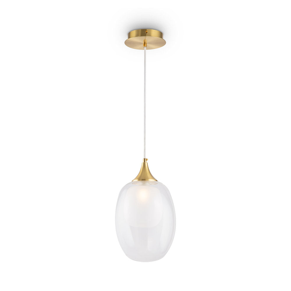 Sospensione Contemporanea Aura Struttura Metallo Ottone 1 Luce Diffusore Vetro