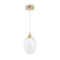 Sospensione Contemporanea Aura Struttura Metallo Ottone 1 Luce Diffusore Vetro