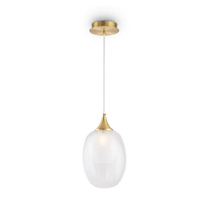 Sospensione Contemporanea Aura Struttura Metallo Ottone 1 Luce Diffusore Vetro