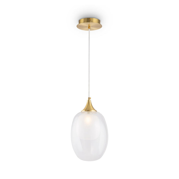 Sospensione Contemporanea Aura Struttura Metallo Ottone 1 Luce Diffusore Vetro