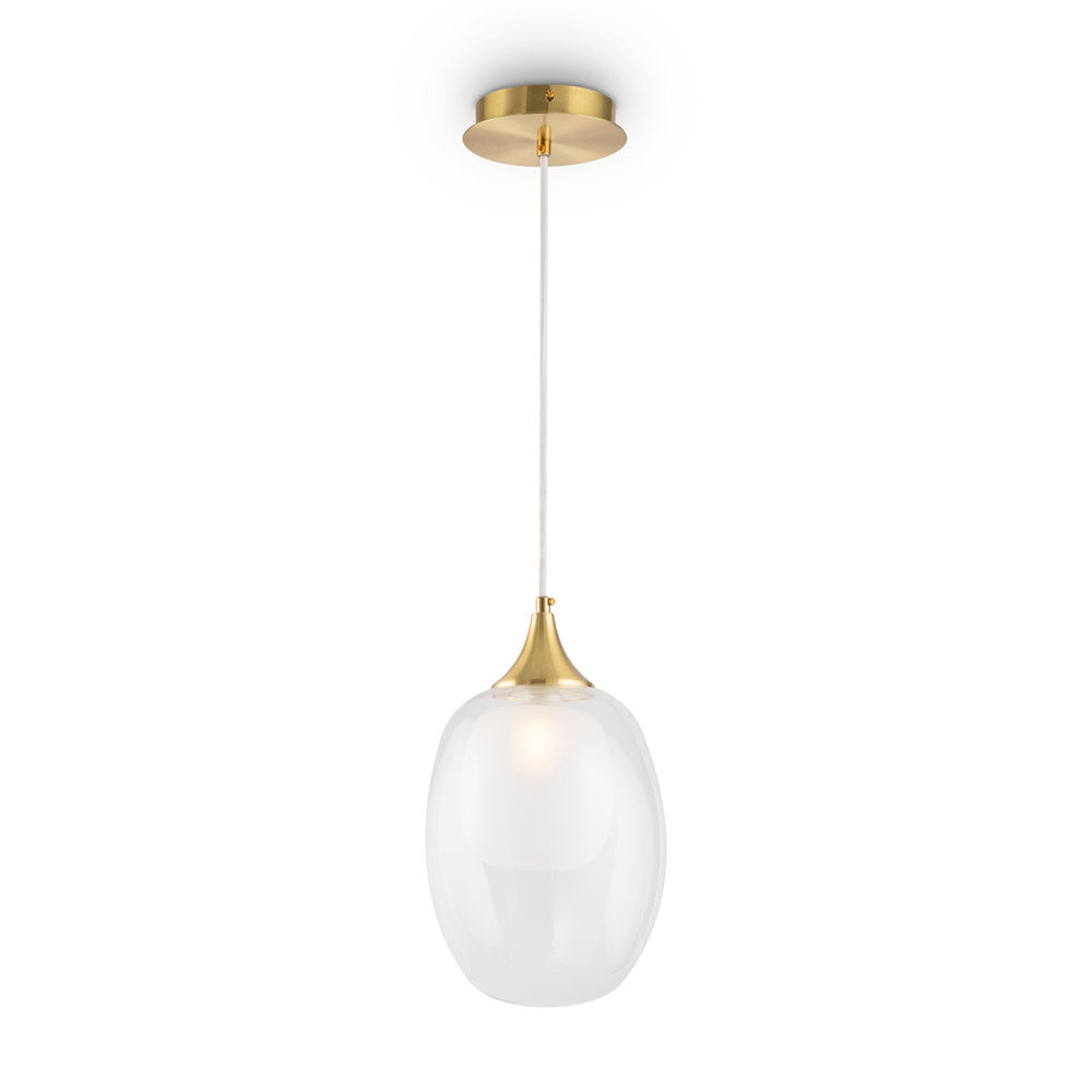 Sospensione Contemporanea Aura Struttura Metallo Ottone 1 Luce Diffusore Vetro