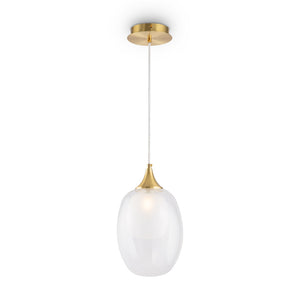 Sospensione Contemporanea Aura Struttura Metallo Ottone 1 Luce Diffusore Vetro