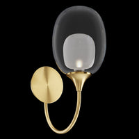 Applique Contemporanea Aura Struttura Metallo Ottone 1 Luce Diffusore Vetro