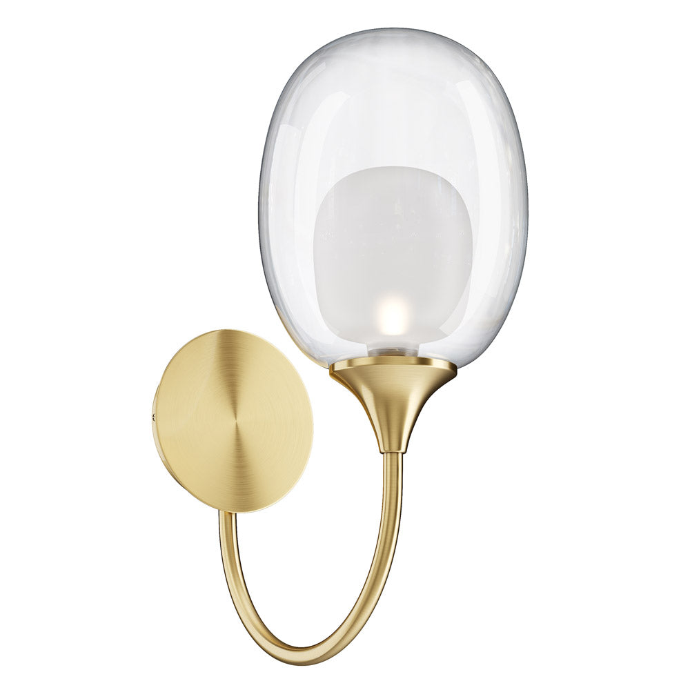 Applique Contemporanea Aura Struttura Metallo Ottone 1 Luce Diffusore Vetro