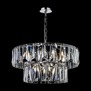 Lampadario Contemporaneo Puntes Metallo Cromo 12 Luci Diffusori