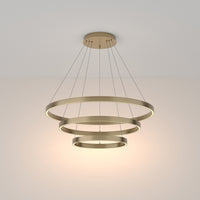 Lampadario A Sospensione Moderno Rim Alluminio Ottone 3 Luci Led 115W