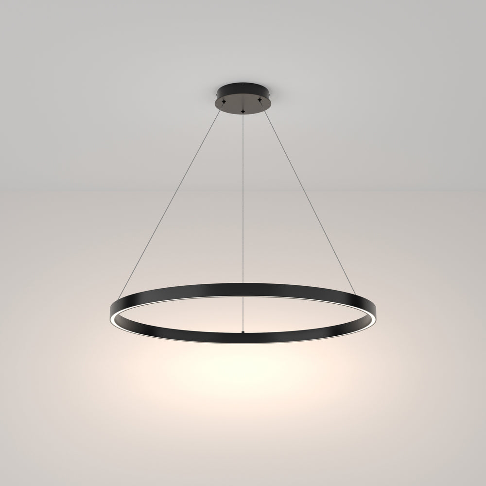 Lampadario A Sospensione Moderno Rim Alluminio Nero 1 Luce Led 51W